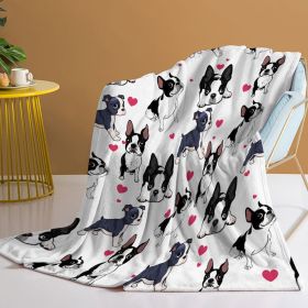 1pc Cute dog Printed Flannel Blanket - Soft, Warm, And Lightweight Throw For Couch, Sofa, Office, Bed, Camping (Color: White, size: 75x100cm)